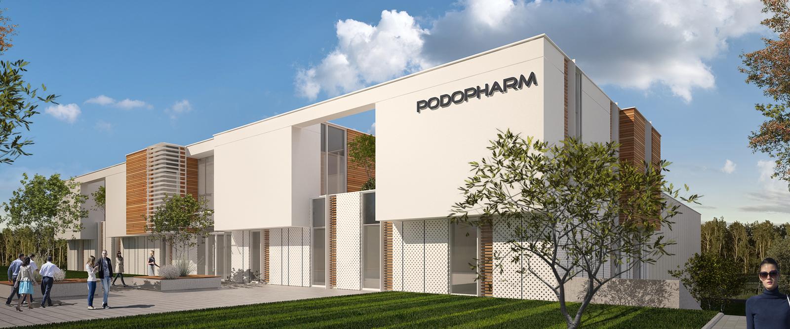 Wizualizacja budynku biurowo-usługowego PODOPHARM przy ul. Olszewskiego w Kielcach.